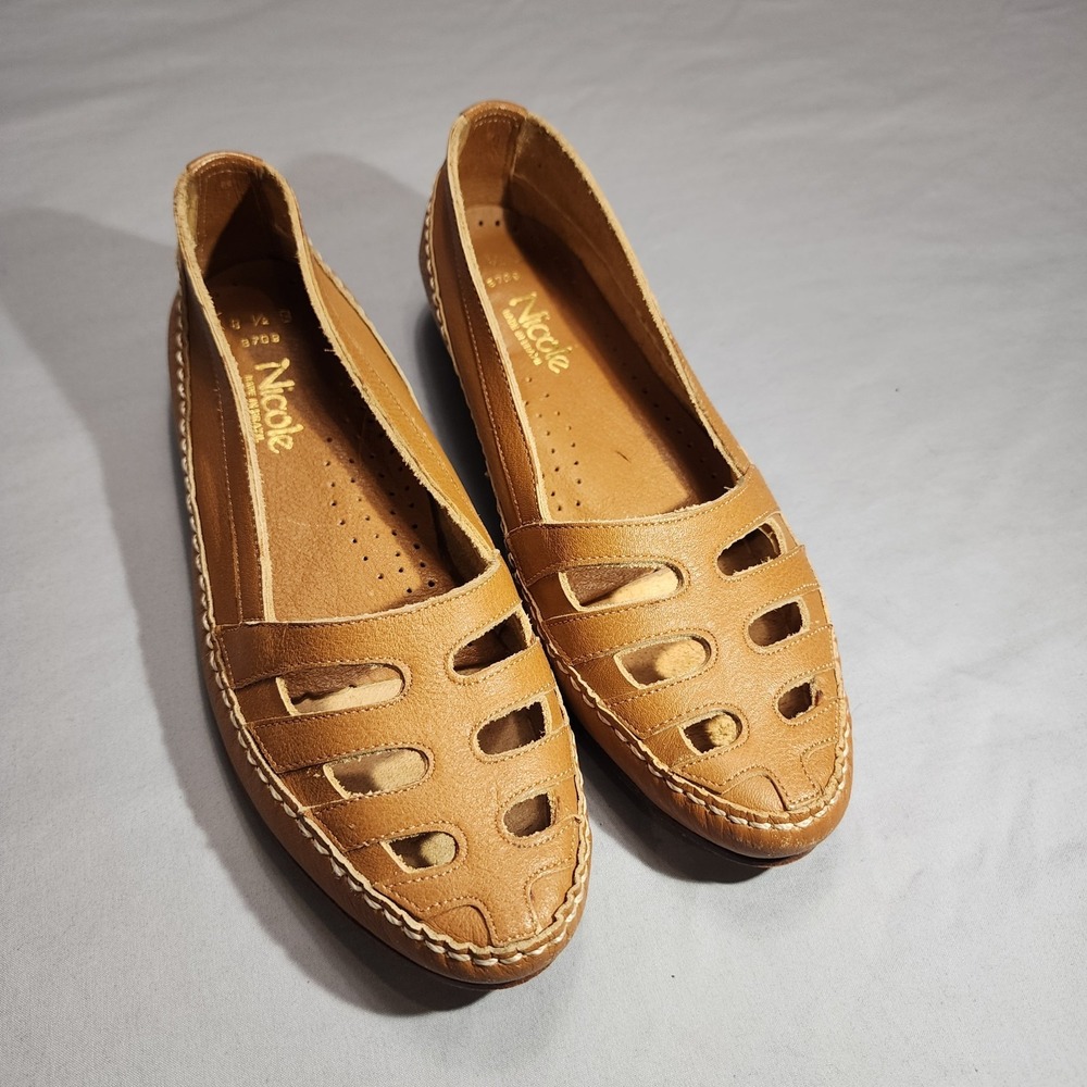 Nicole Leather Slip On Loafers Flats US Women's 8.5 M Made In Brazil